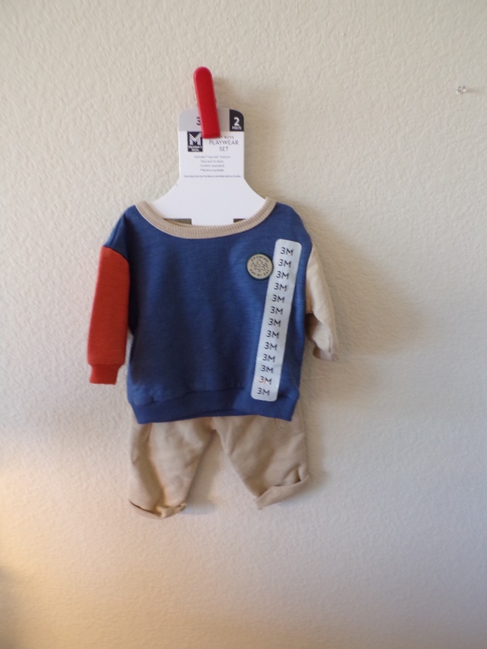 Member's Mark Baby Boys 2-Piece Playwear Set – Size 3M – Blue Colorblock